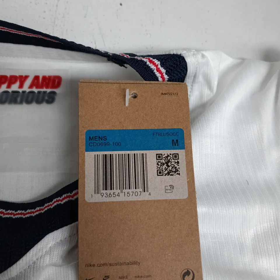 NIKE ENGLAND MEN'S FOOTBALL SHIRT - WHITE HOME JERSEY, UK M