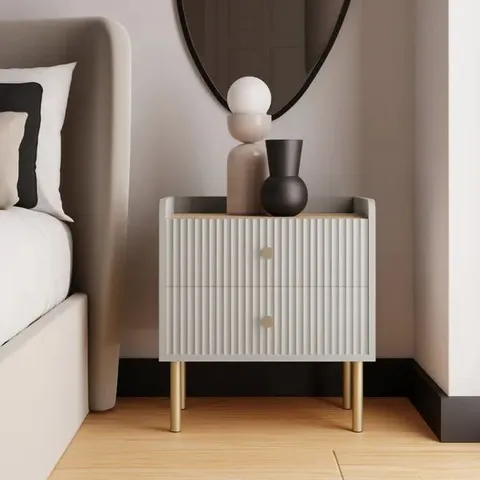BOXED GEORGI 2 DRAWER BEDSIDE TABLE - NATURAL (1 BOX)