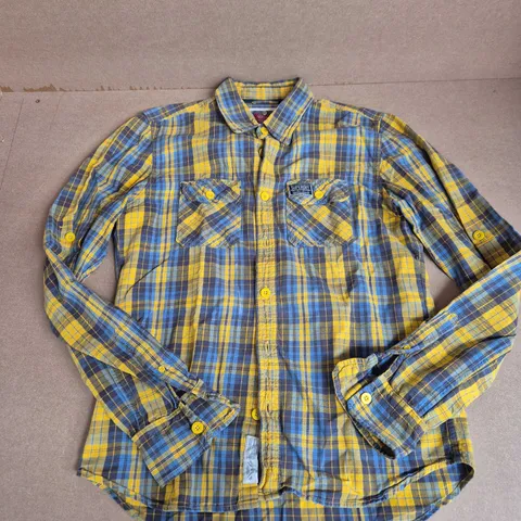 SUPERDRY DENIM SHIRT – YELLOW/BLUE PLAID – EXTRA LARGE