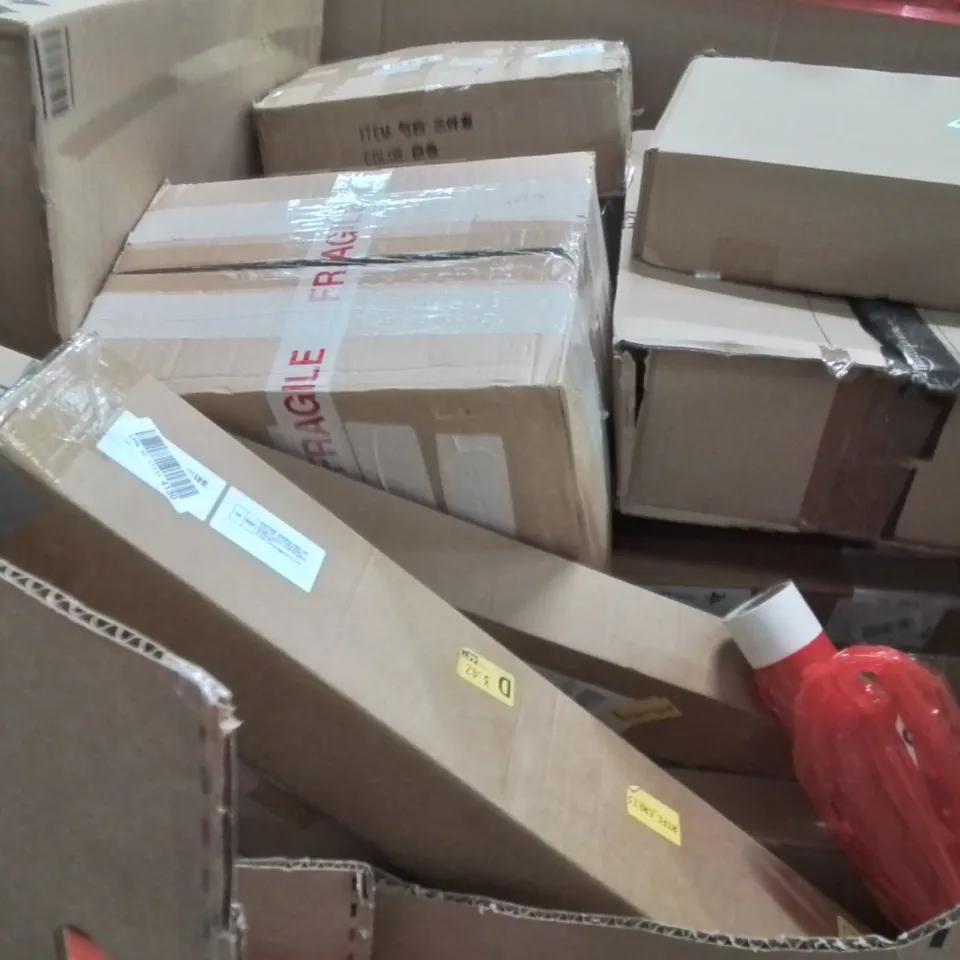 PALLET OF ASSORTED HOUSEHOLD GOODS AND PRODUCTS TO INCLUDE;BASKETBALL HOOP,SCOOTER 