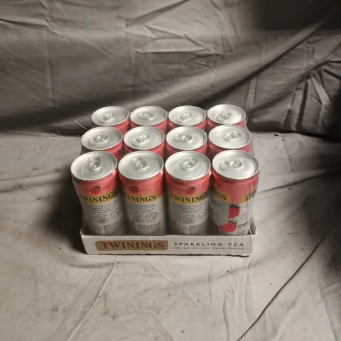 12 X TWININGS SPARKLING TEA JUICY RASPBERRY LEMONADE WITH HIBISCUS - 250ML 