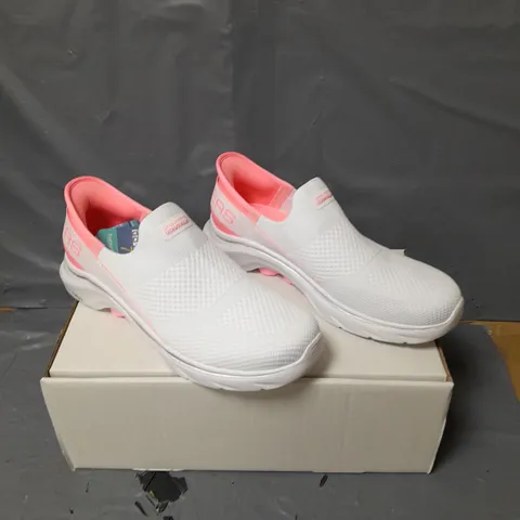 SKECHERS GO WALK SLIP-INS TRAINERS - WHITE/PINK - SIZE 6