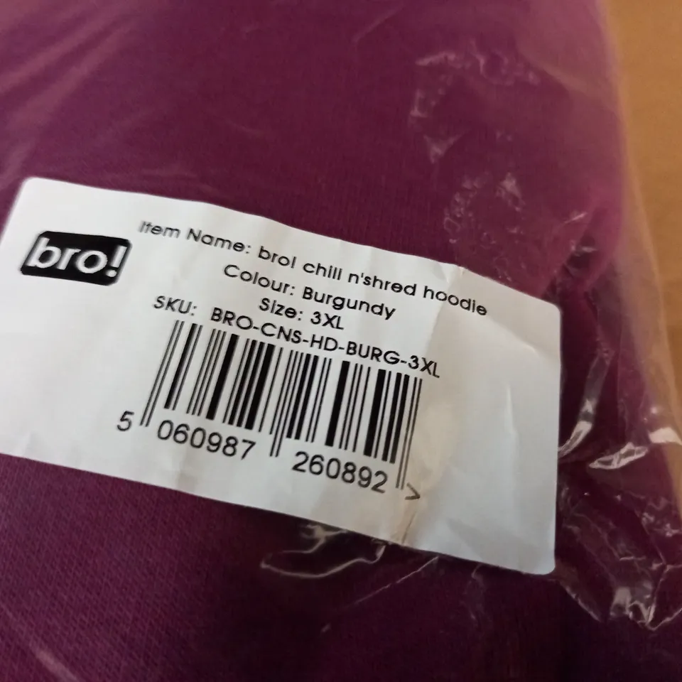 BAGGED BRO CHILL HOODY IN BURGHUNDY - 3XL