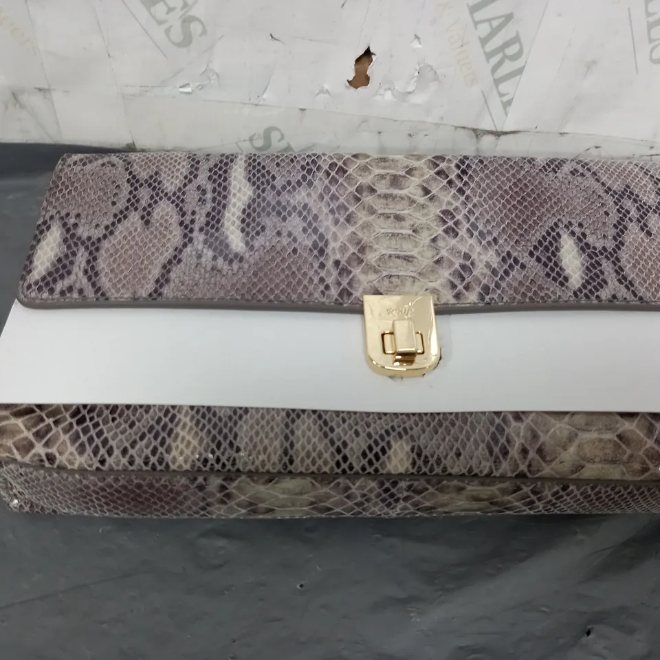 RUTH LANGSFORD FAUX SNAKE SKIN PURSE 