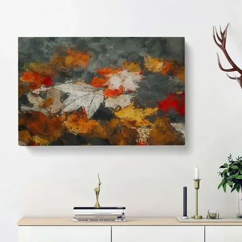 BOXED LEAVES IN AUTUMN IN ABSTRACT -PICTURE FRAME GRAPHIC ART PRINT