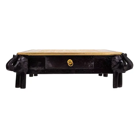 BOXED ASHYAH SOLID WOOD FIGURINE COFFEE TABLE WITH STORAGE (1 BOX)