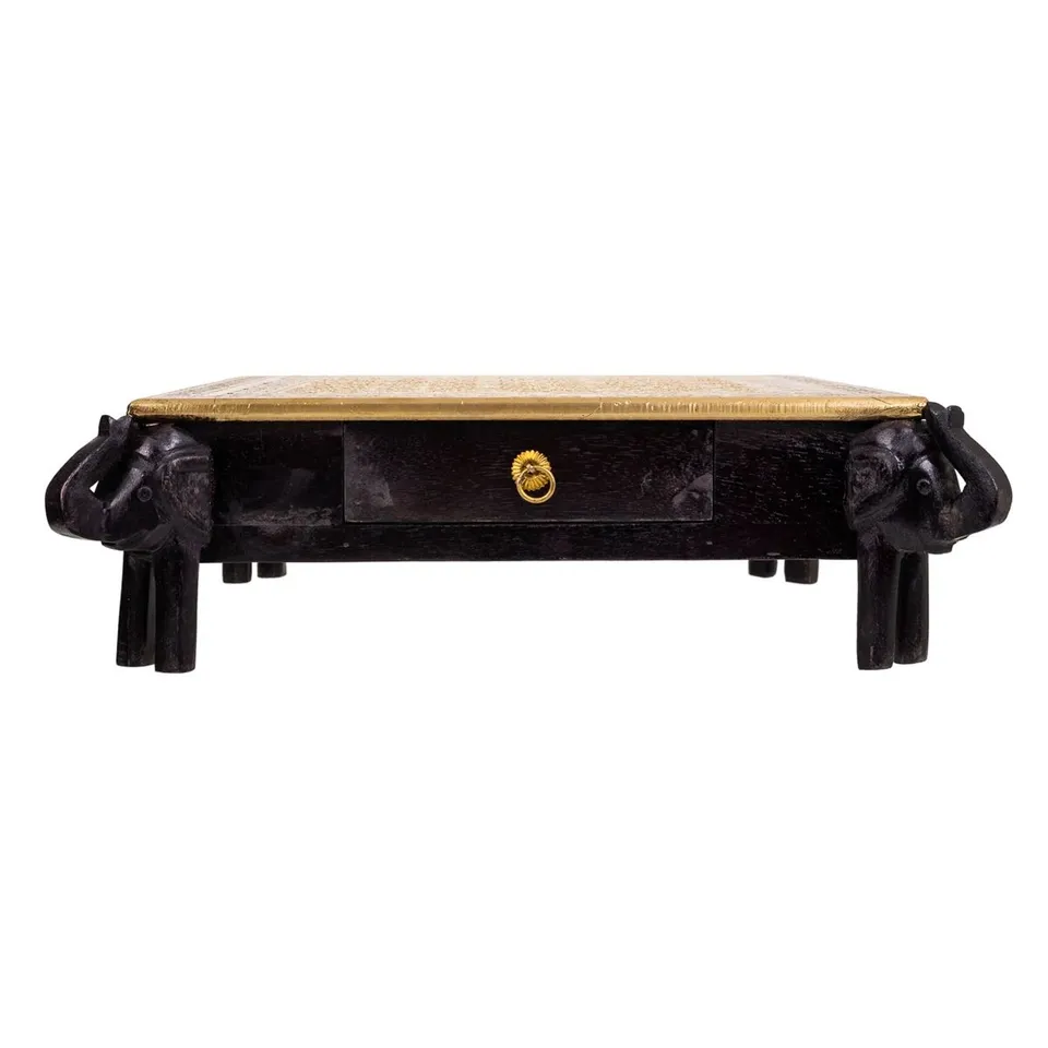 BOXED ASHYAH SOLID WOOD FIGURINE COFFEE TABLE WITH STORAGE (1 BOX)
