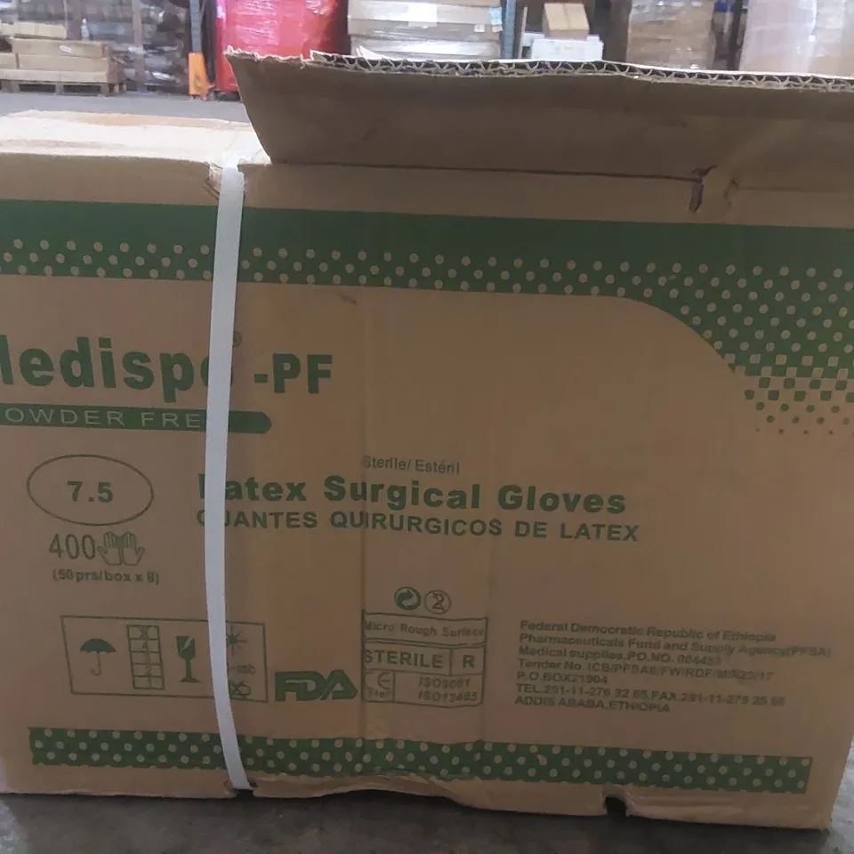 BOX OF APPROXIMATELY 400 MEDISPO-PF LATEX SURGICAL GLOVES