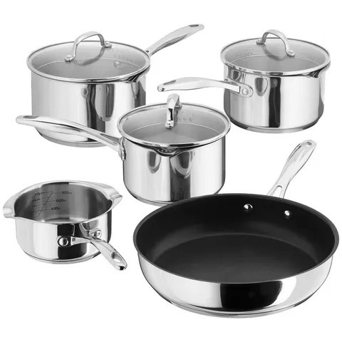 BOXED STELLAR 7000 STAINLESS STEEL SAUCEPANS 14/16/18/20 AND 26cm NON-STICK FRYING PAN SET (1 BOX)