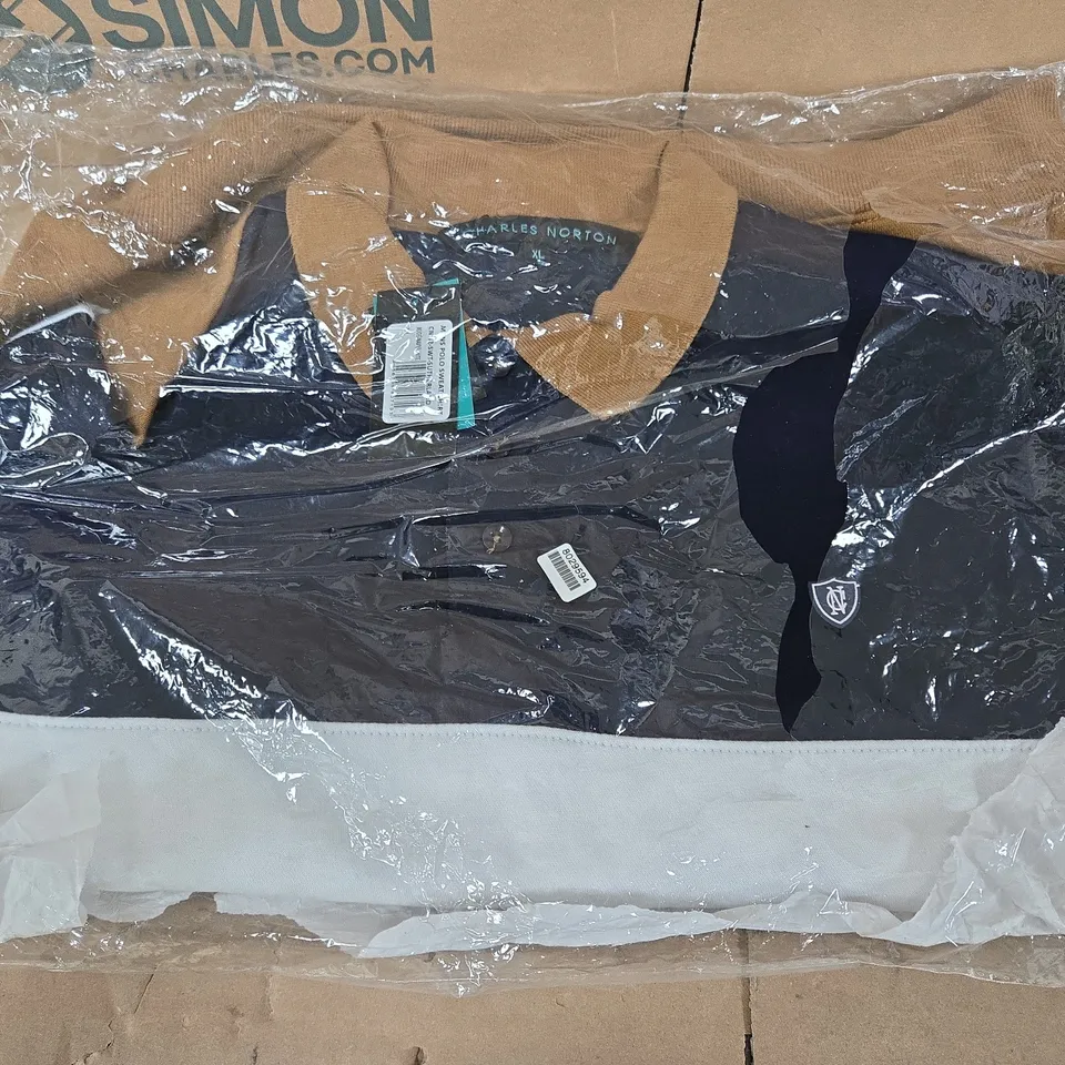 CHARLES NORTON COLLECTION MEN'S POLO SHIRT – BEIGE/NAVY/WHITE – XL