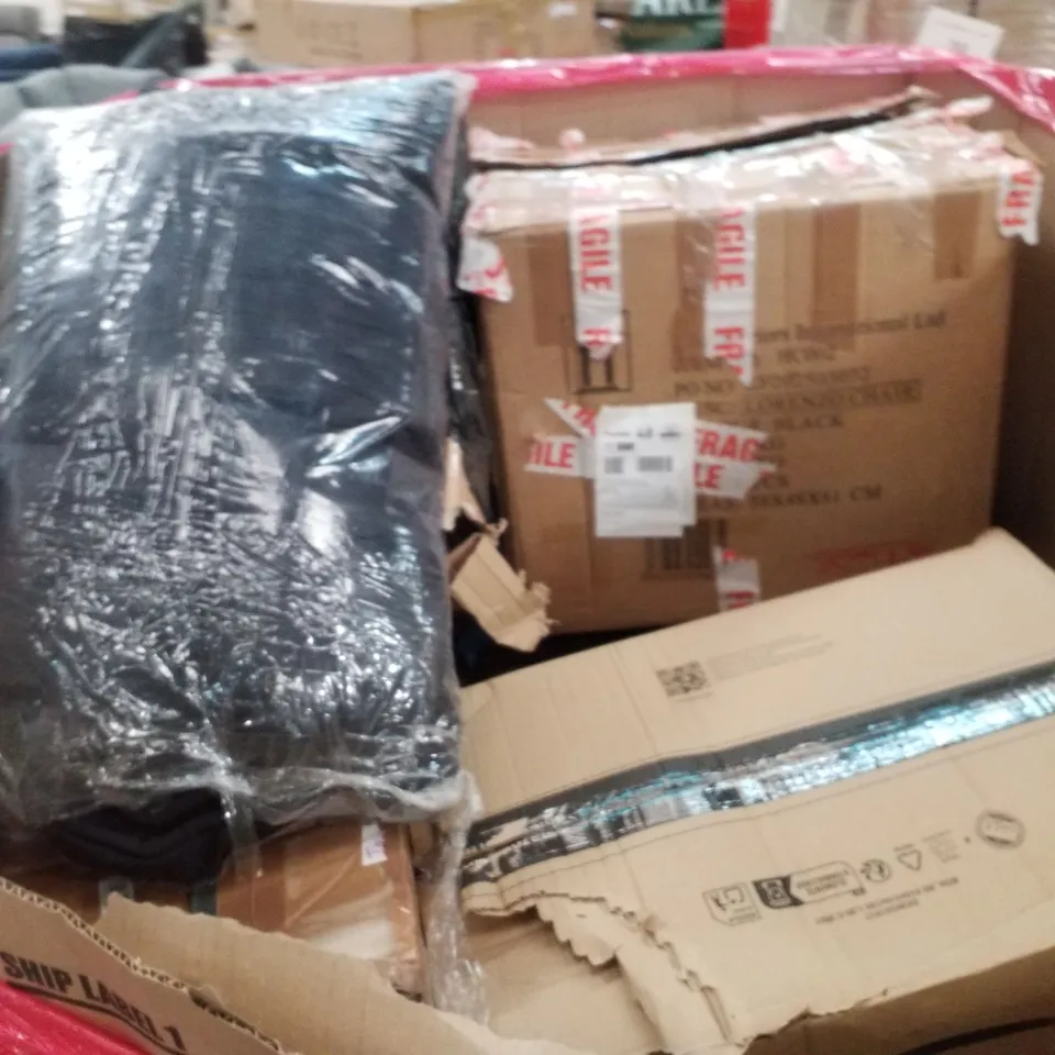 PALLET OF ASSORTED HOUSEHOLD GOODS AND PRODUCTS TO INCLUDE;STEAM CLEANER,NERF GUN,RUBBER WOODEN SQUARE STOOL