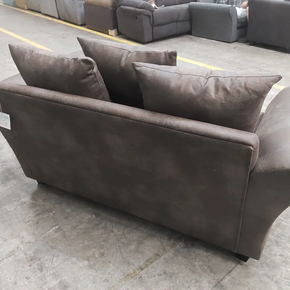 DURY LEATHER LOOK 2 SEATER SOFA - CHOCOLATE  RRP £499