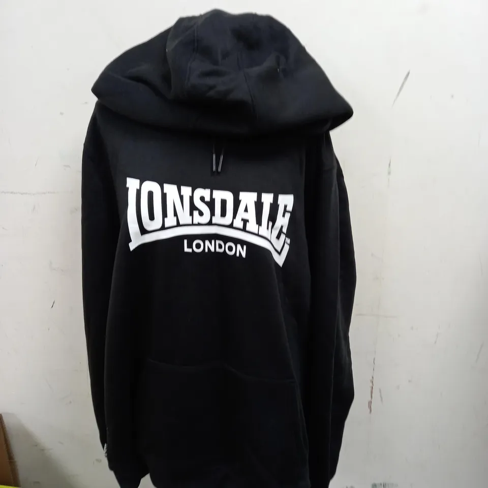 LONSDALE LOGO HOODIE BLACK - 4XL