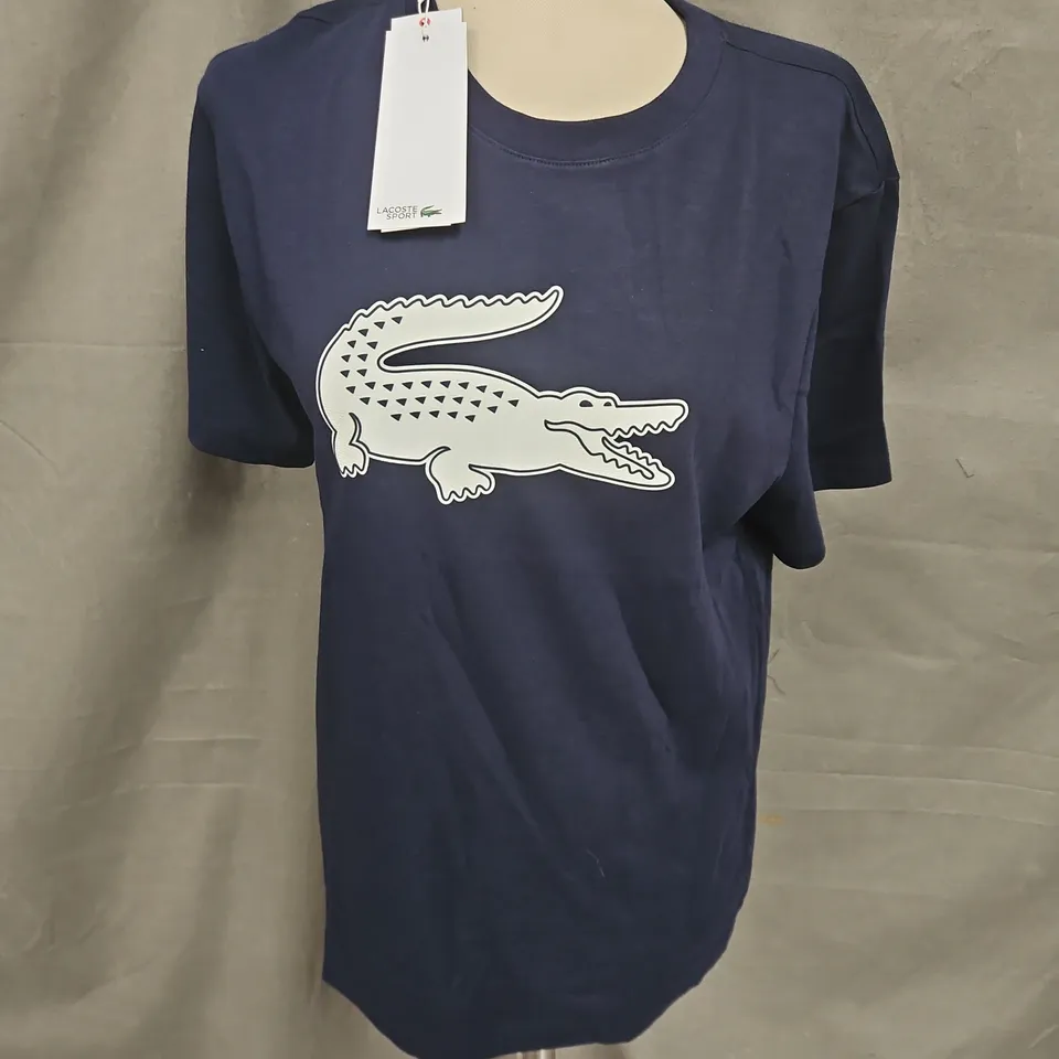 LACOSTE SPORT CROC TEE IN NAVY SIZE M