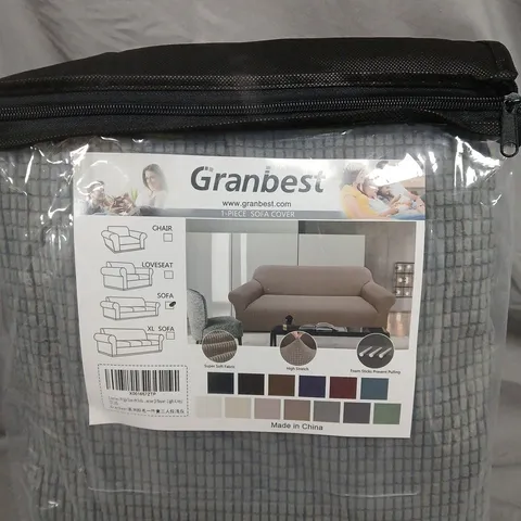 GRANBEST 1-PIECE SOFA COVER – GREY CHECK FABRIC