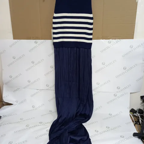 ANTHROPOLOGUE STRIOED MAXI DRESS IN NAVY/WHITE - SIZE UNSPECIFIED