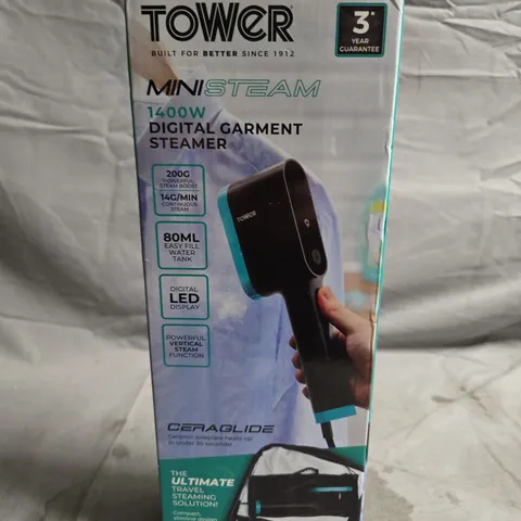 TOWER MINISTEAM 1400W DIGITAL GARMENT STEAMER – BOXED