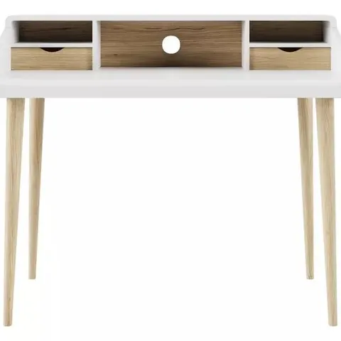 BOXED ALPHASON YEOVIL AW3180 DESK - WHITE & OAK (1 BOX)