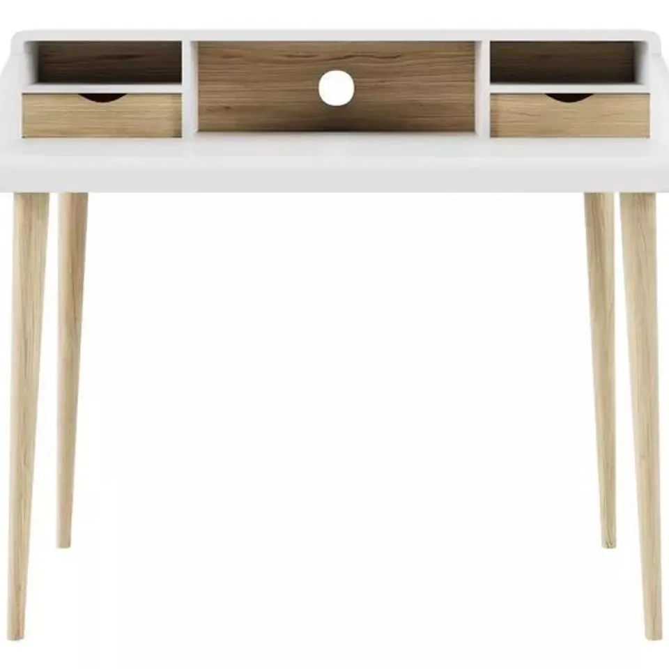 BOXED ALPHASON YEOVIL AW3180 DESK - WHITE & OAK (1 BOX)