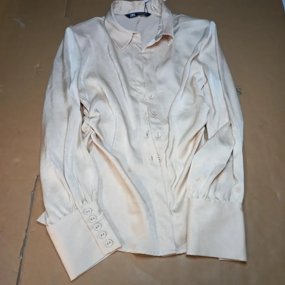 ZARA SATIN SHIRT - GOLD, SMALL