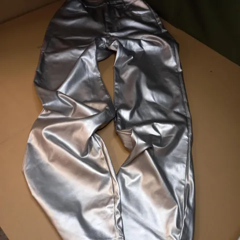 KYO HIGH WAISTED METALLIC TROUSER IN SILVER - UK 12