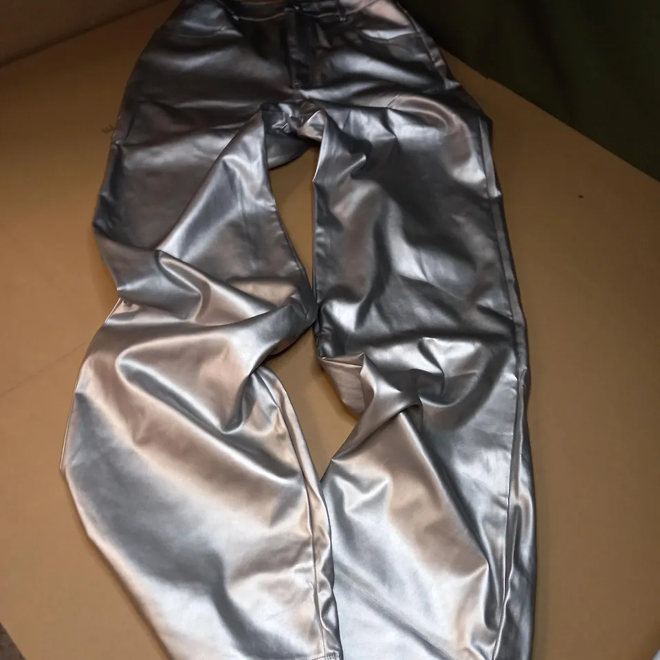 KYO HIGH WAISTED METALLIC TROUSER IN SILVER - UK 12