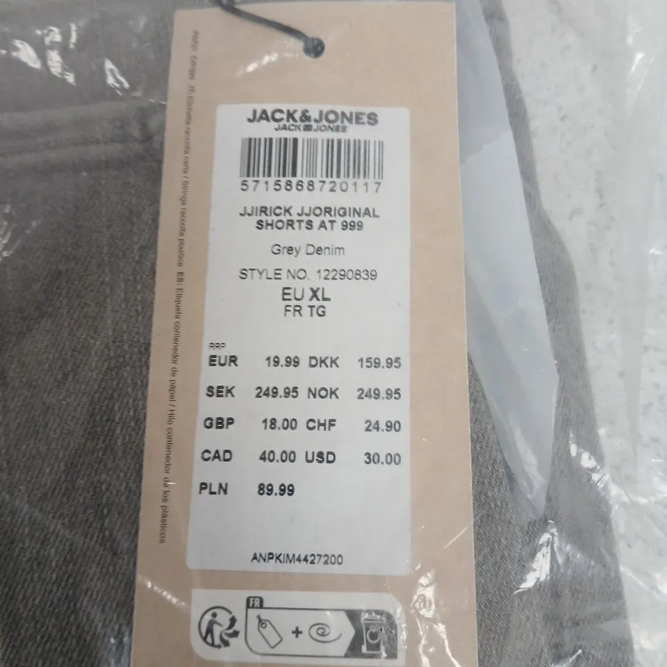 JACK & JONES JEANS INTELLIGENCE GREY DENIM SHORTS EU XL (FR TG) – MEN'S