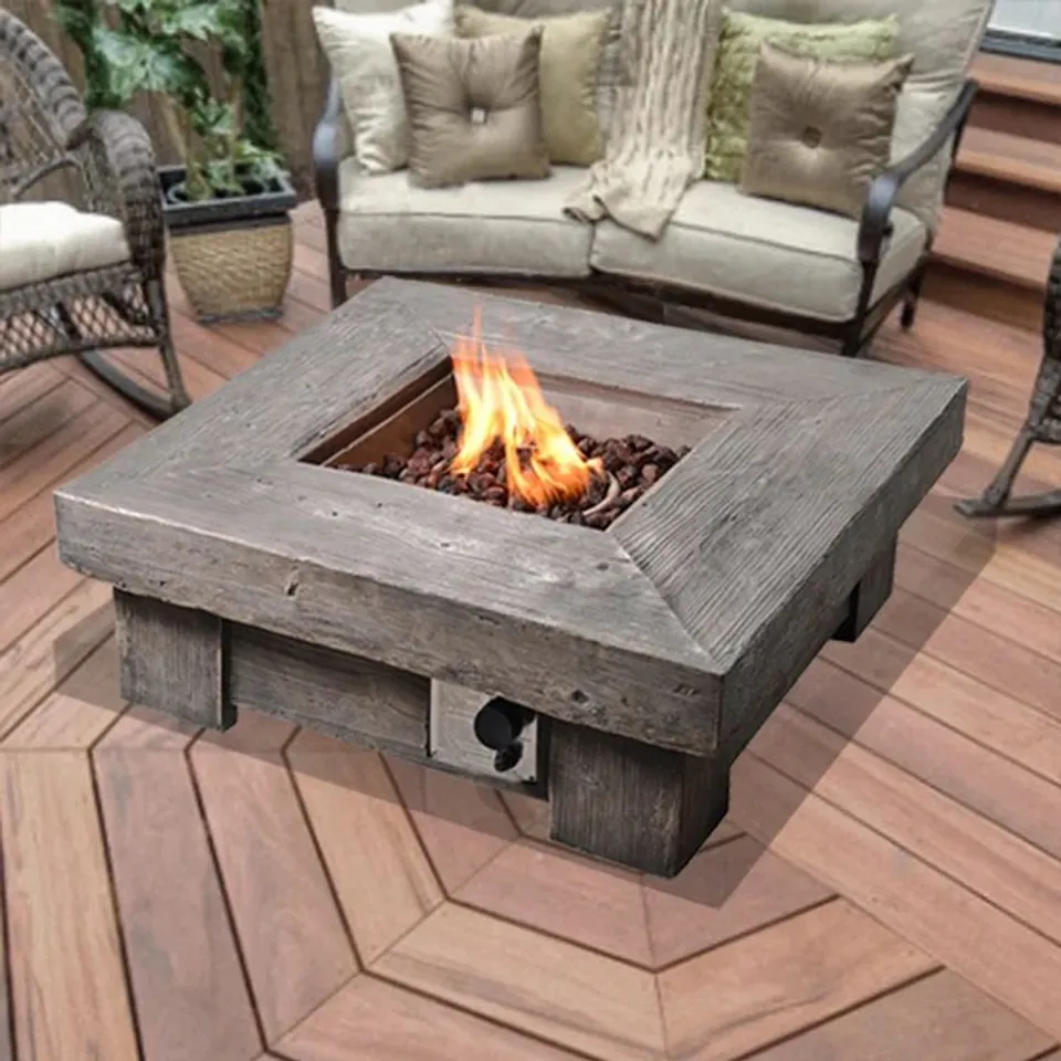 BOXED POLYRESIN PROPANE OUTDOOR FIREPLACE