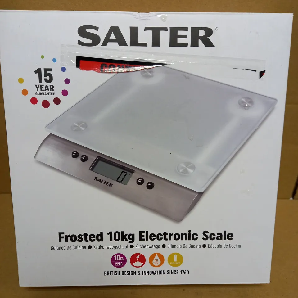 BOXED SALTER FROSTED GLASS 10KG ELECTRONIC SCALE 