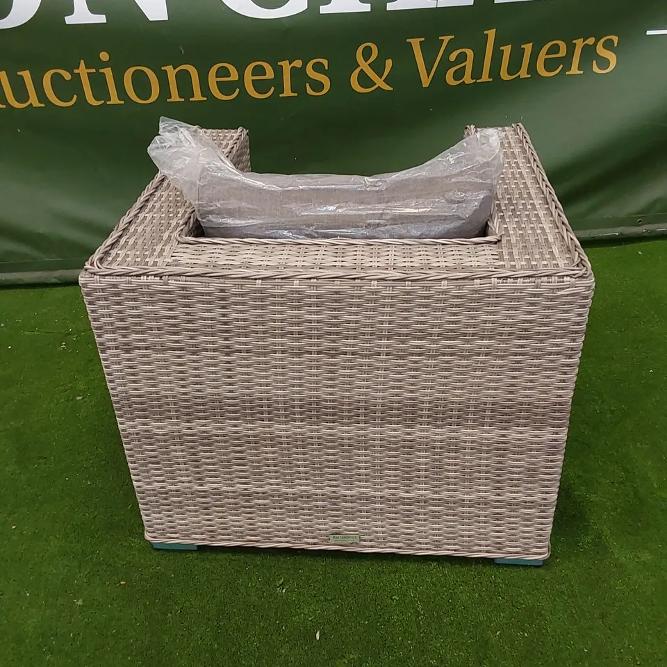 ASCOT GREY RATTAN ARMCHAIR WITH CUSHIONS 