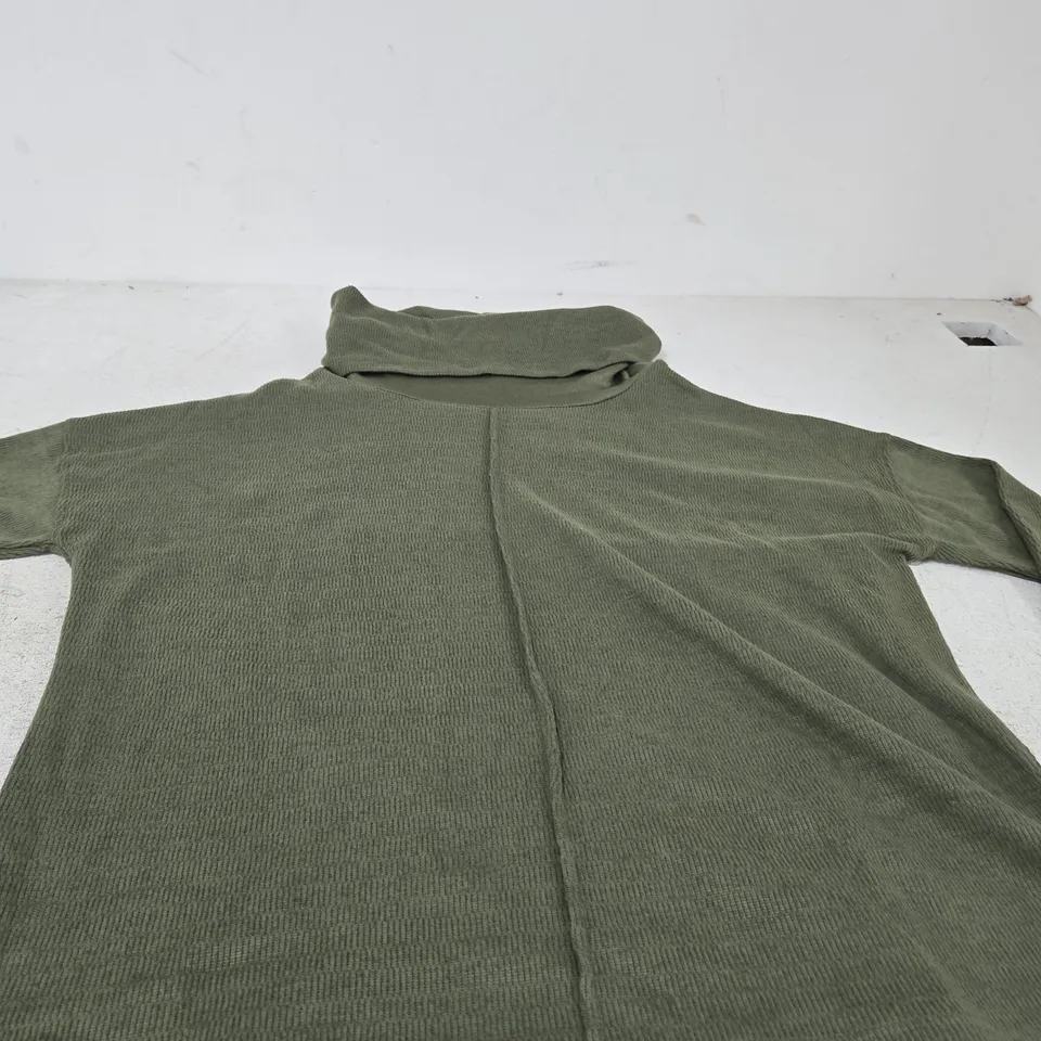 PURE & NATURAL LADIES COWL NECK JUMPER – KHAKI, SIZE L
