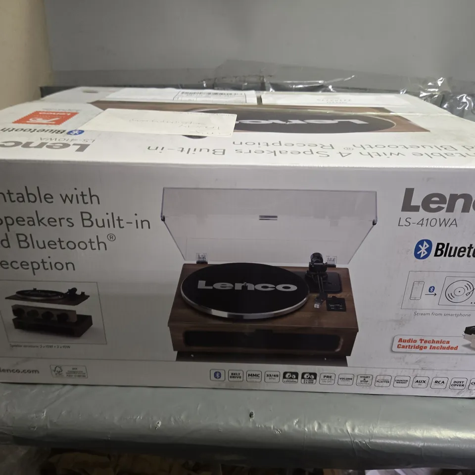 BOXED LENCO TURNTABLE WITH BUILT-IN SPEAKERS