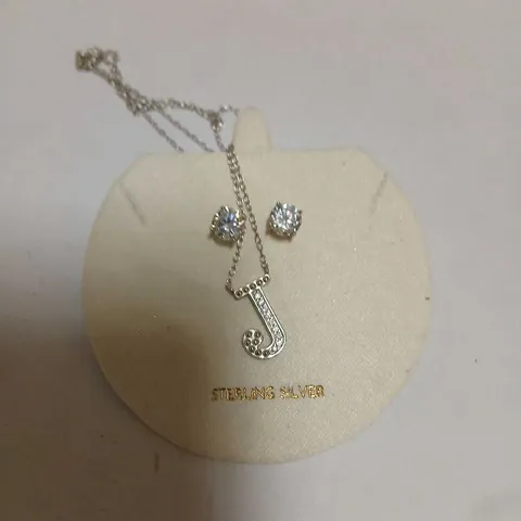 DIAMONIQUE 1.9CT TW INITIAL PENDANT & EARRING SET IN BAUBLE STERLING SILVER 