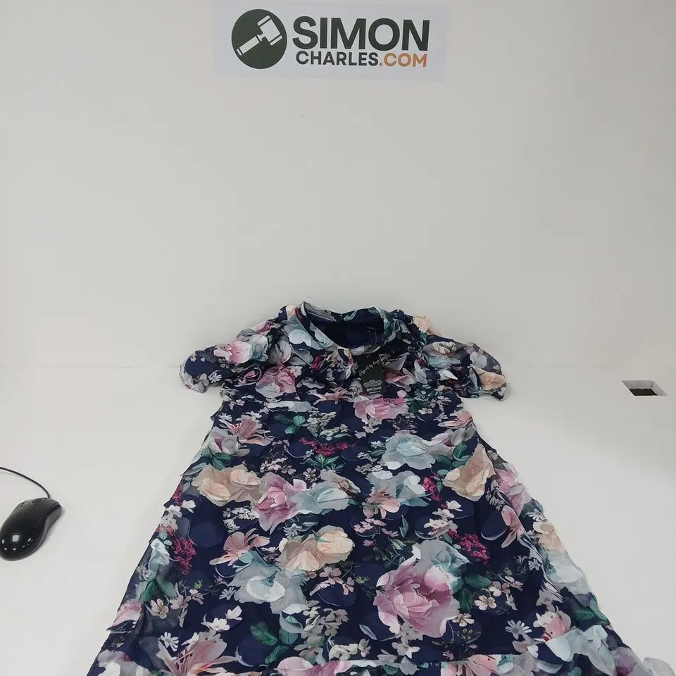 KALEIDOSCOPE - WOMEN'S FLORAL NAVY PRINT MIDI DRESS – UK 18
