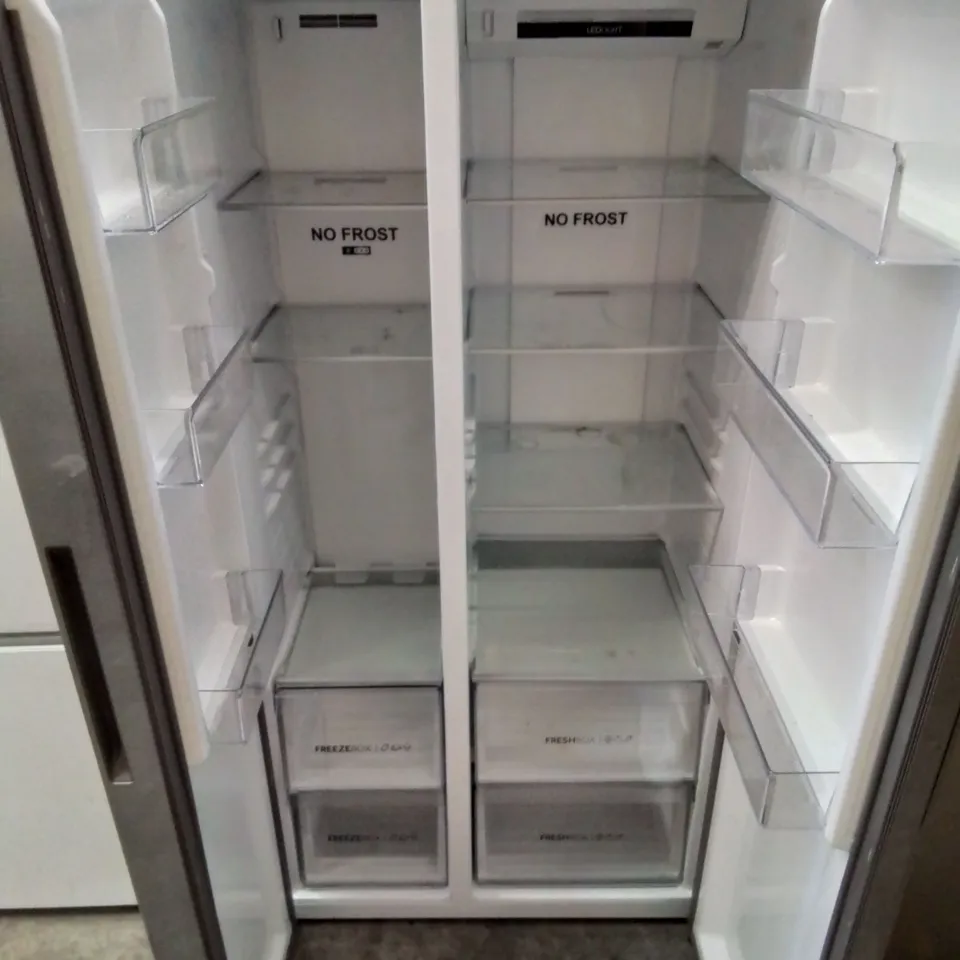 HAIER FREESTANDING AMERICAN STYLE FRIDGE FREEZER IN SILVER 528L - COLLECTION ONLY  -