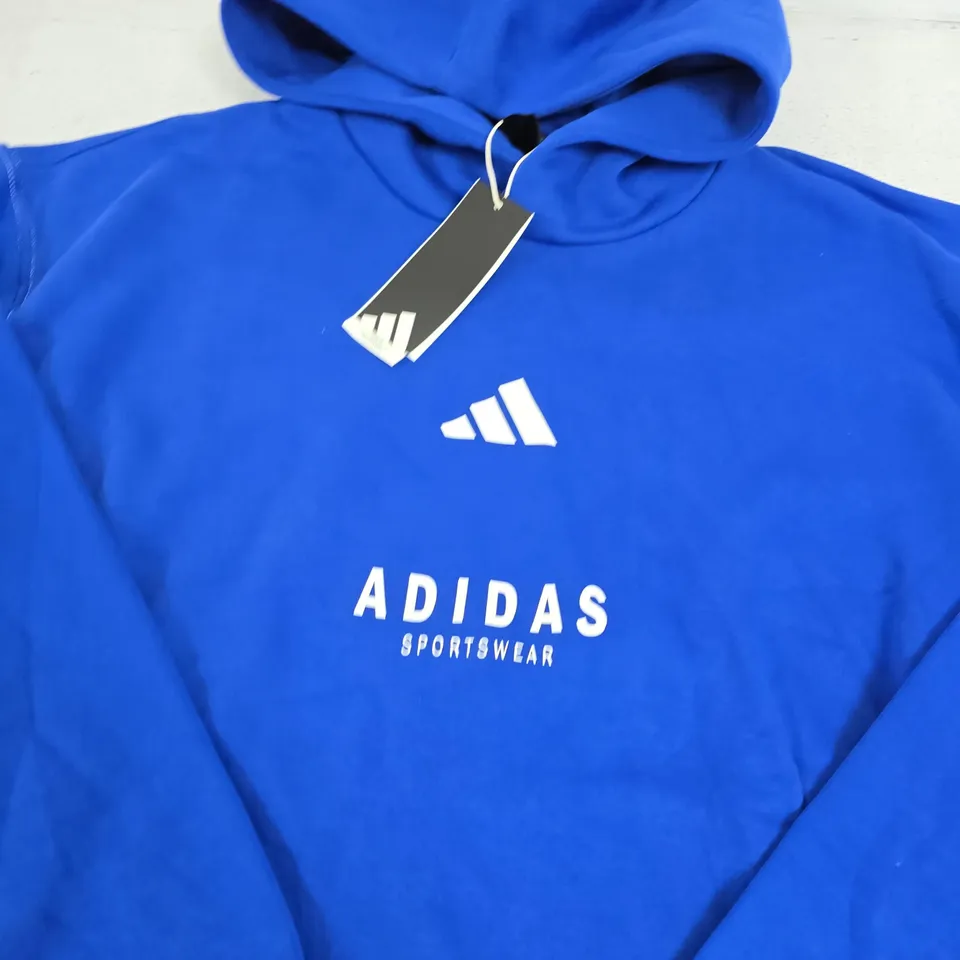 ADIDAS SPORTSWEAR BLUE HOODIE - SIZE L