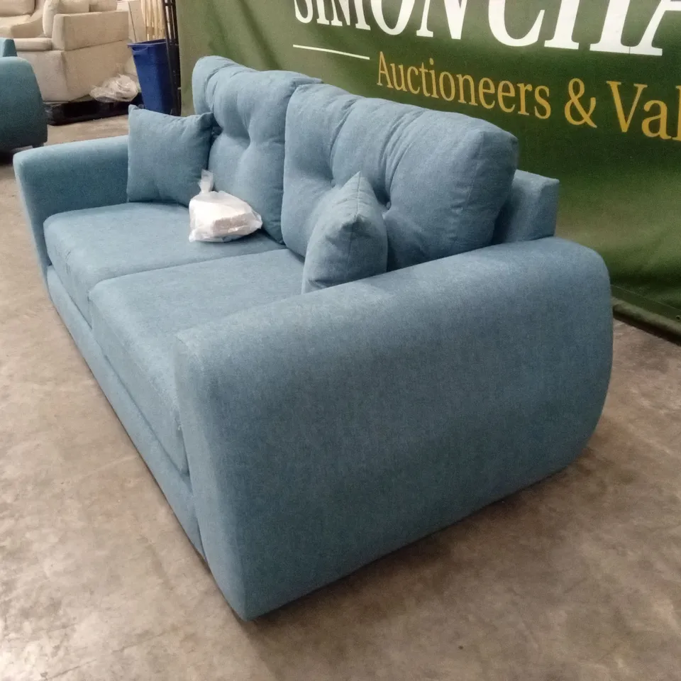 PRENT FABRIC 3 SEATER SOFA - TEAL RRP £829