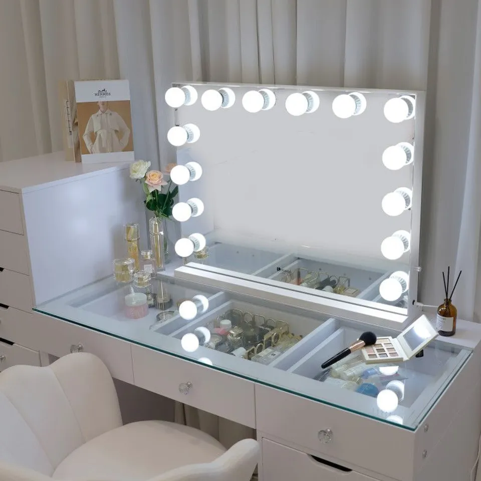 BOXED 15-LIGHT HOLLYWOOD MAKEUP MIRROR 