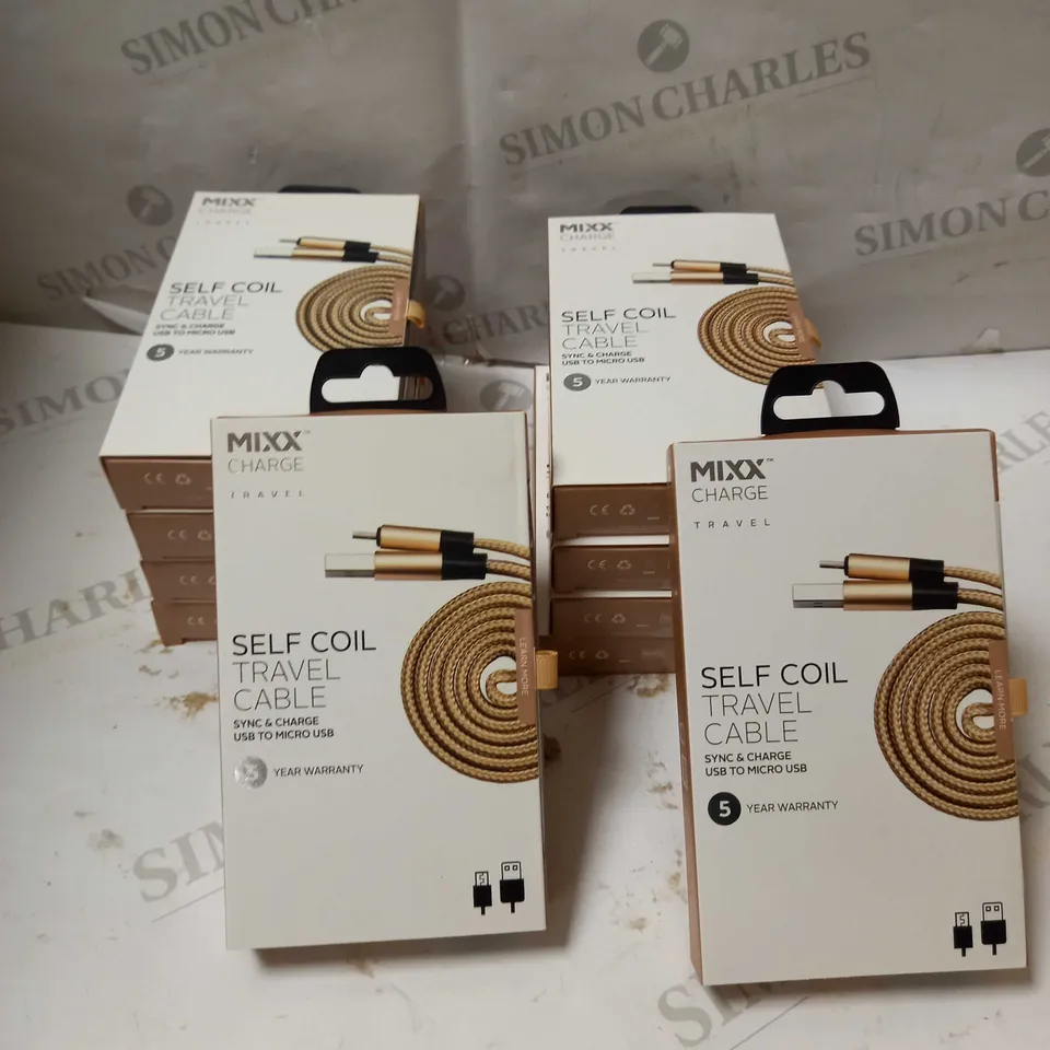 MIXX CHARGE SELF-COIL SYNC & CHARGE TRAVEL CABLE - USB TO MICRO USB - GOLD