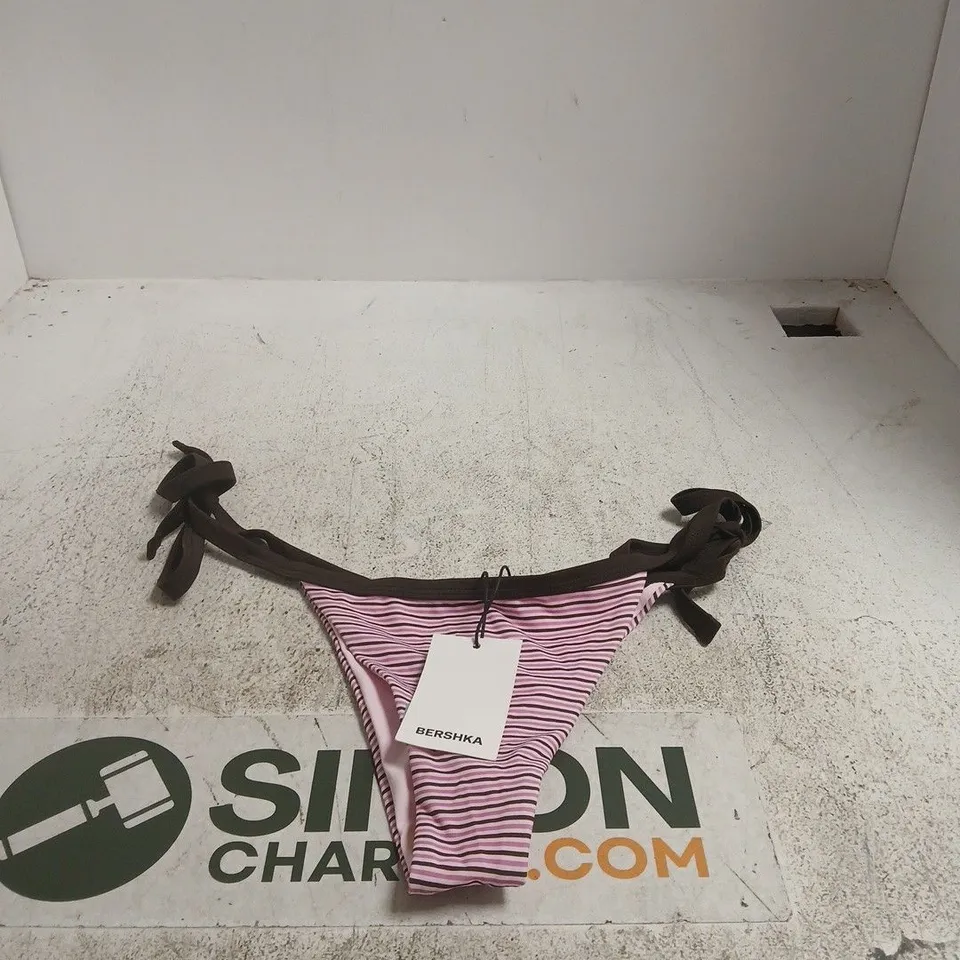 BERSHKA PINK STRIPE BIKINI BOTTOMS – UK 28 (SIZE M) – WOMEN'S