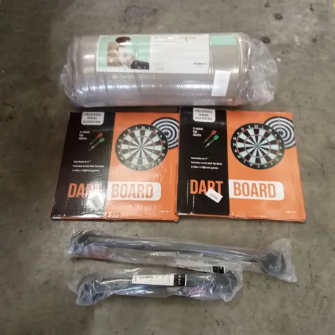 PALLET OF ASSORTED HOUSEHOLD GOODS & PRODUCTS TO INCLUDE; BED WEDGE CUSHIONS, DART BOARDS, GRAB RAILS ETC