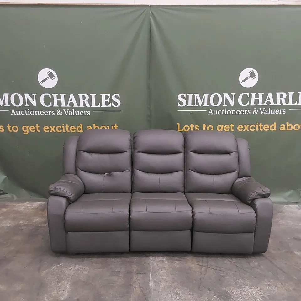 DESIGNER 3 SEATER MANUAL RECLINER FAUX LEATHER SOFA