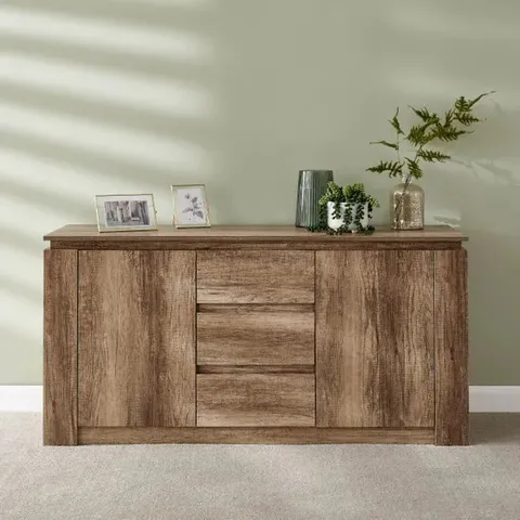 BOXED GFW CANYON 2 DOOR 3 DRAWER SIDEBOARD - DARK OAK (2 BOXES)