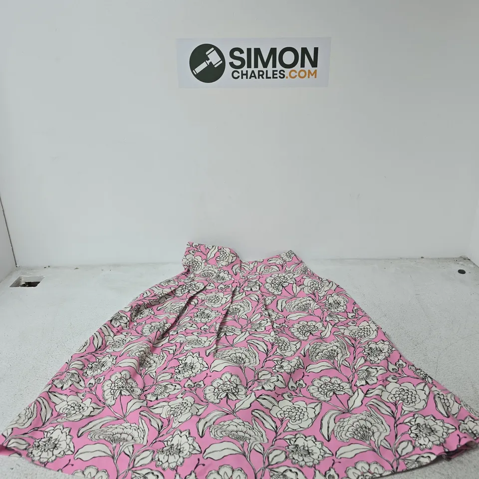 UK 10 HELENE BERMAN LONDON PINK FLORAL SKIRT – MADE IN ENGLAND