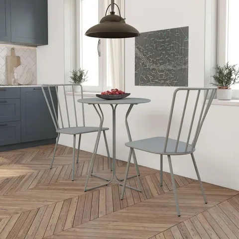 BOXED HEIDI 3 PIECE BISTRO SET GREY/STEEL