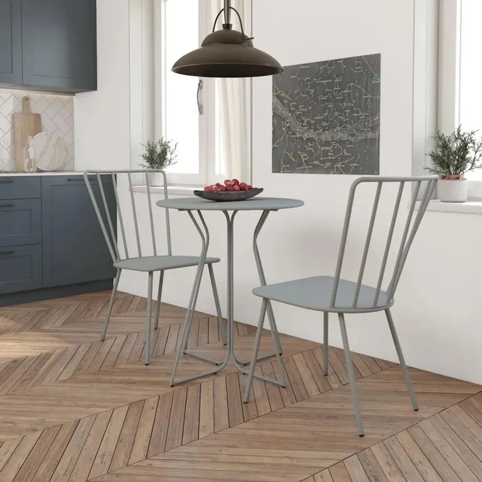 BOXED HEIDI 3 PIECE BISTRO SET GREY/STEEL