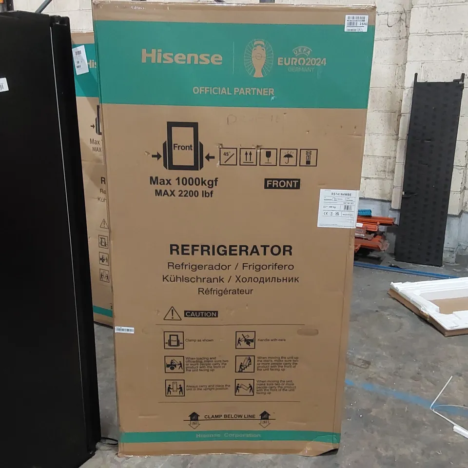 BOXED HISENSE RS741N4WBE NON-PLUMBED TOTAL NO FROST AMERICAN FRIDGE FREEZER - BLACK - E RATED