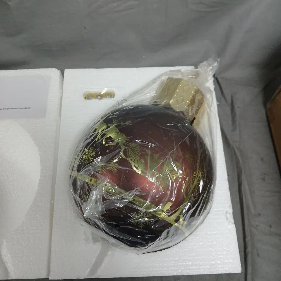 MY HOME RED GLASS CHRISTMAS ORNAMENT WITH GOLD SNOWFLAKE DESIGN