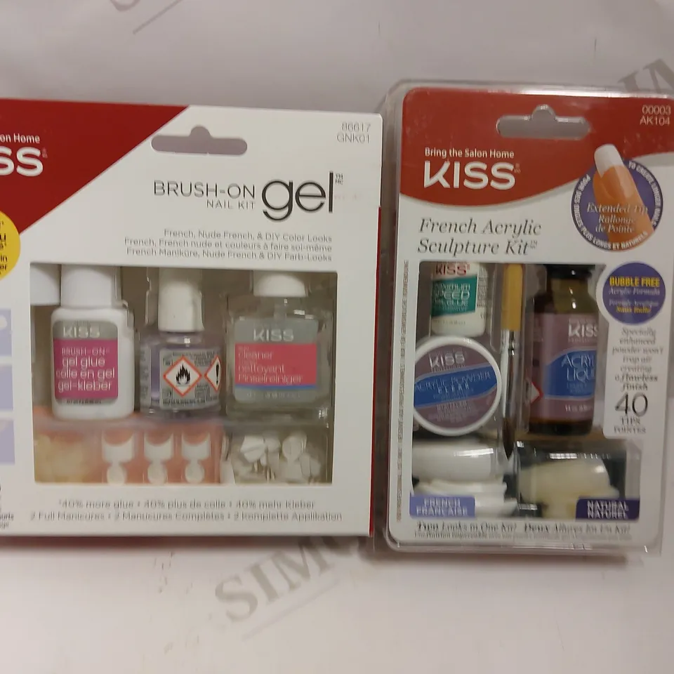 2 ITEMS TO INCLUDE KISS FRENCH ACRYLIC SCULPTURE KIT AND KISS BRUSH ON GEL NAIL KIT