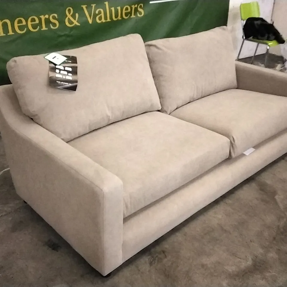 QUALITY DESIGNER LOUNGE CO 3 SEATER SOFA IN MINK SUEDE